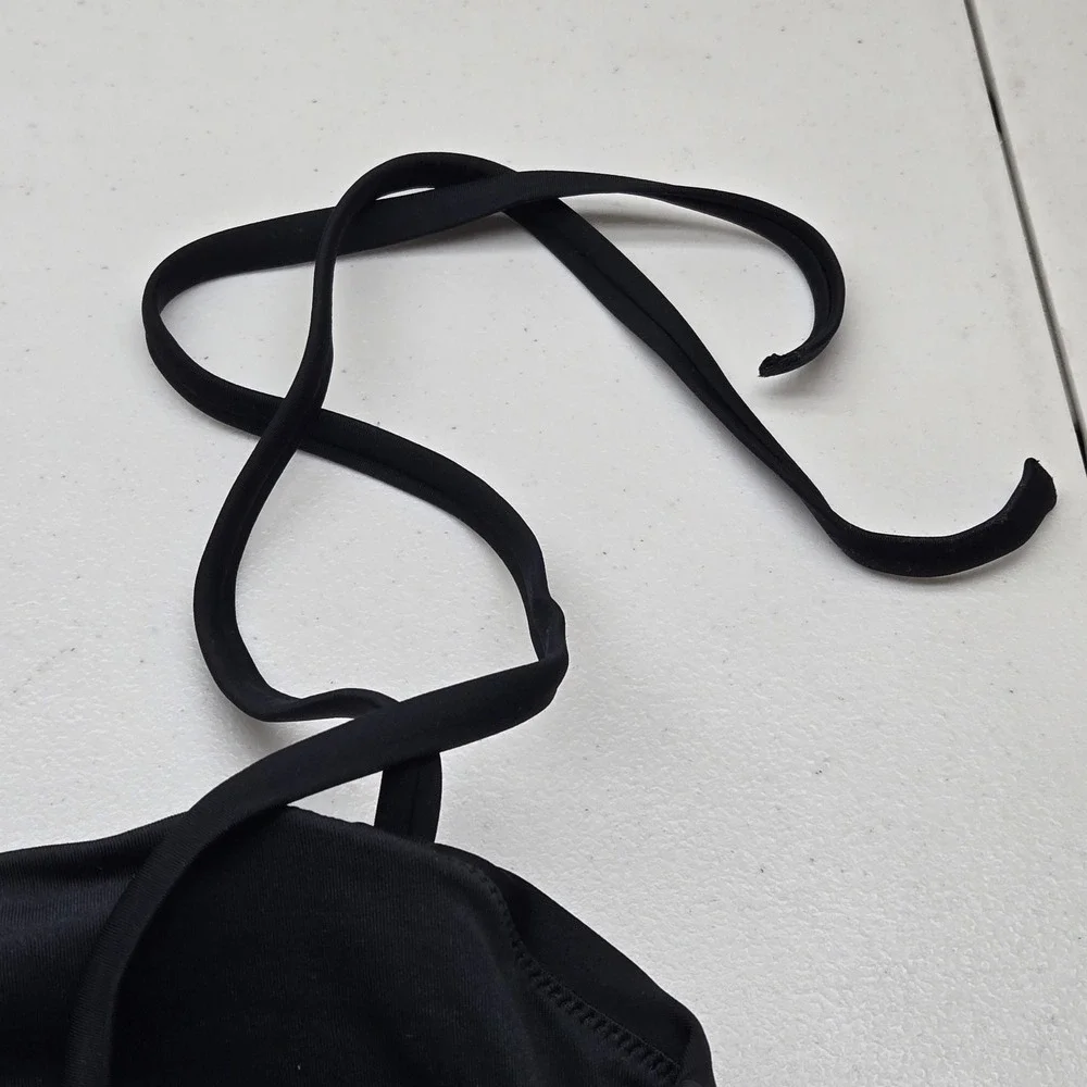 Victoria's‎ Secret Women Swimwear XL Black Bandeau Wireless Spaghetti Tie Straps
